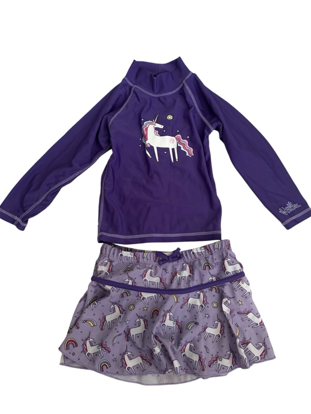 Skin Purple Unicorn Kids Rashguard Swim Set